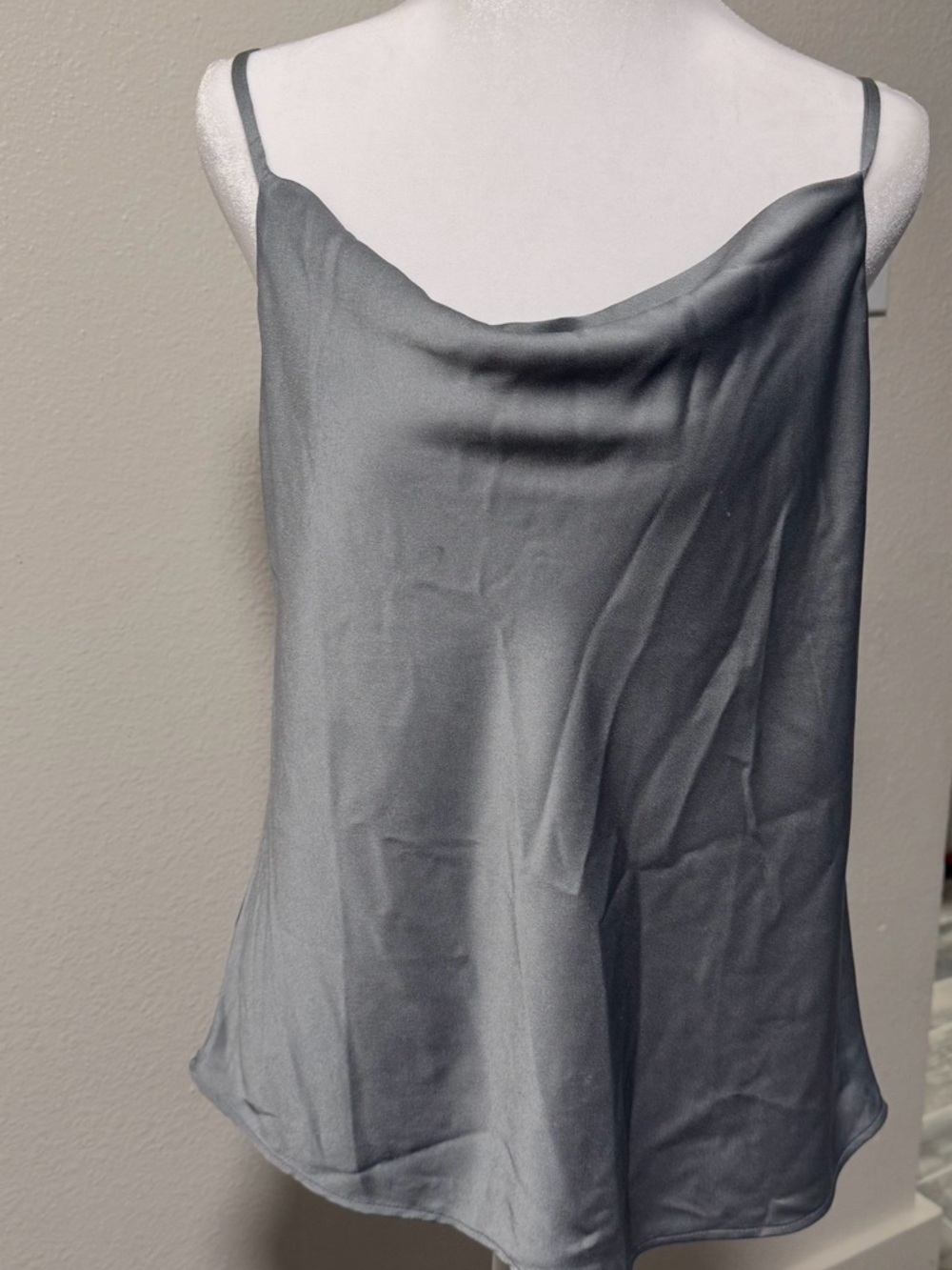 LOFT Gray Satin Cowl Neck Spaghetti Strap Camisole
